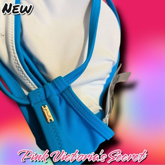 Preowned Victoria’s Secret PINK Blue Triangle Bikini Top – Size S - Picture 10 of 10